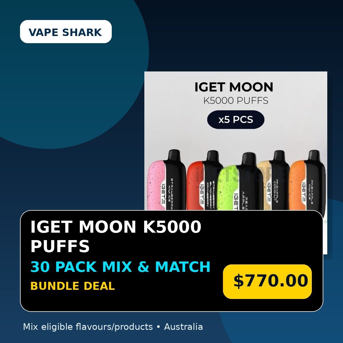 Iget Moon K5000 Puffs Mix & Match 30 Pack Bundle